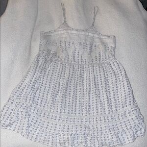 En Creme White and Blue Mini Dress